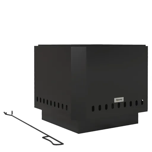 Outsunny Vatră de foc, focar, incl. tijă de manevrat, 48 x 48 x 41 cm, Negru | Aosom Romania