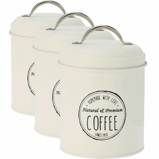 Set de cutii metalice pentru alimente Excellent Houseware 11 x 16 cm, 3 buc, crem, crem deschis, S