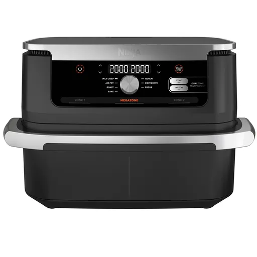 Friteuza dubla cu aer cald Ninja AF500EU, 10.4 L, 7 programe, Timer, Zone independente, Negru/Inox