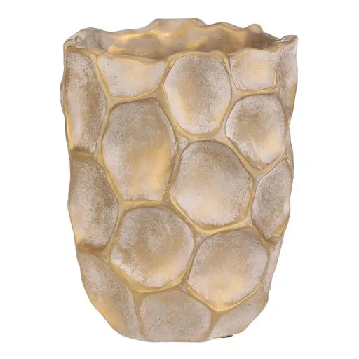 Vase de beton pentru flori Fagure, mărime M,lățime 16 cm, bej-auriu