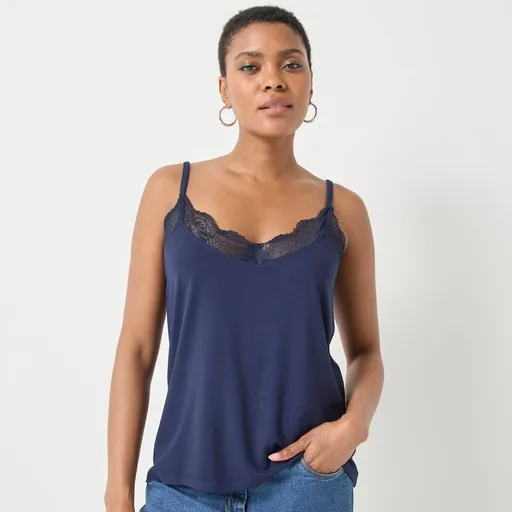 Top cu decolteu în V și dantelă