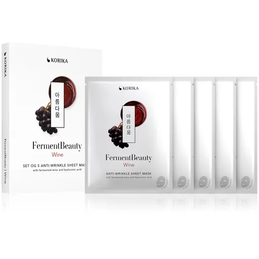KORIKA Set de măști de pânză anti-îmbătrânire FermentBeauty Wine 5 × 20 g