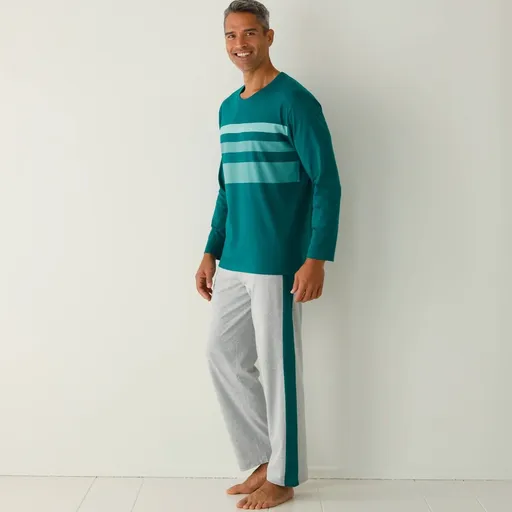 Pijama cu pantaloni și dungi centrale