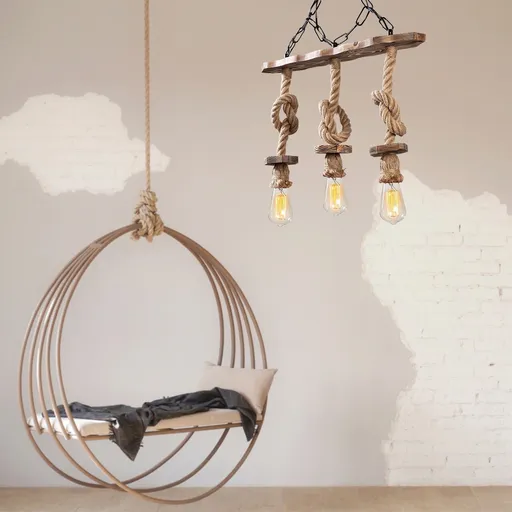 Lustra, Opviq, 521SHN3122, Negru/Lemn