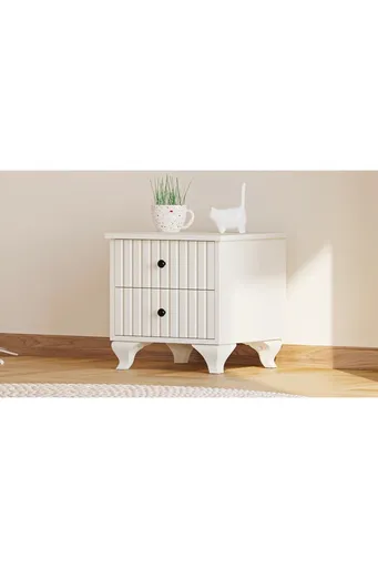 Noptiera, Hanah Home, Rb-185-08, 45x45x40 cm, Alb mat