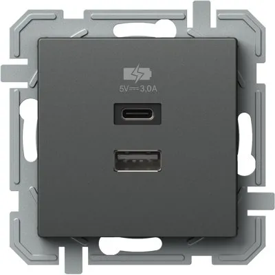 Logiq Incarcator USB 1P 5V 3,0A Antracit, TEM Modul TEM-EQ68ATXO-U