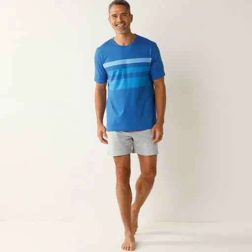 Pijama cu pantaloni scurți și dungi centrale