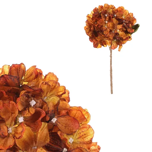 Hortensie portocalie - floare artificială tăiată,62 cm, portocaliu