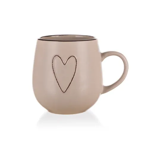 Cană din ceramică Banquet HEART 500 ml, bej, bej
