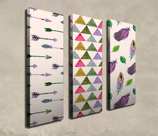 Tablou decorativ, CU09, 20 x 70 cm, 3 piese, Multicolor