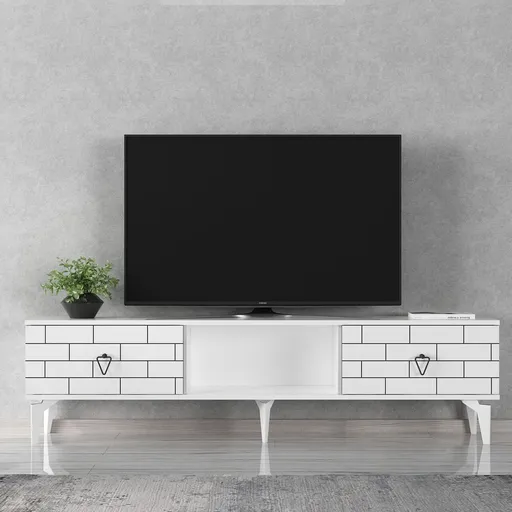 Comoda TV, Hanah Home, Varna, 150x44.6x29.6 cm, Alb