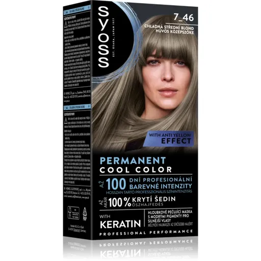 Syoss Permanent Cool Color Culoare permanenta pentru par cu subton rece culoare 7_46 Cool Medium Blond 1 buc