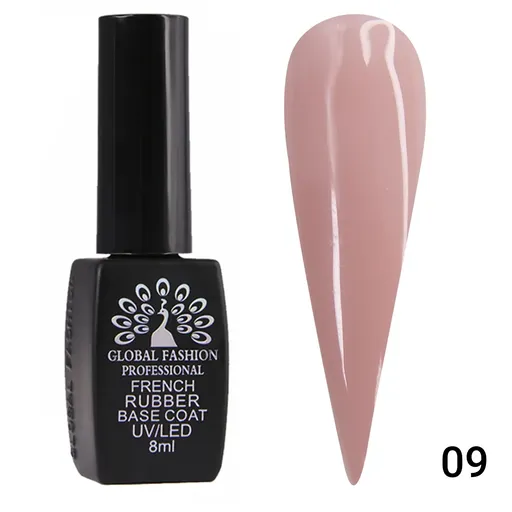 Base Coat Global Fashion French Rubber, 8 ml, 09 Nude, TPO Free