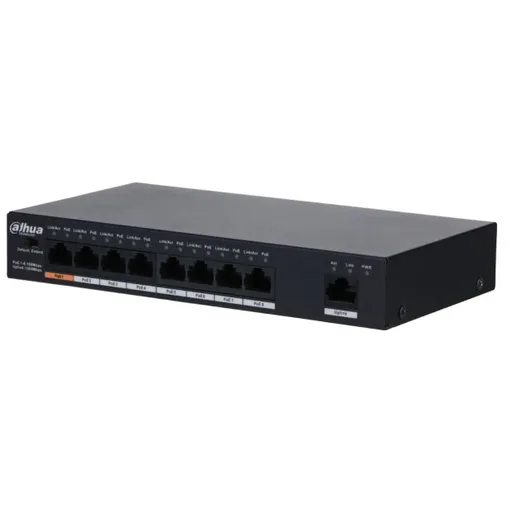 Switch 8 porturi PoE + 1 port Gigabit Dahua PFS3009-8ET1GT-96, Hi-PoE