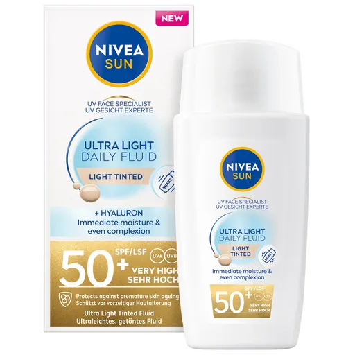 Nivea Fluid facial tonifiant ultra-ușor SPF 50+ Sun (Ultra Light Tinted Fluid) 40 ml Light