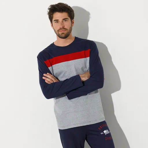 Cămașă de pijama cu mânecă lungă, tricoloră