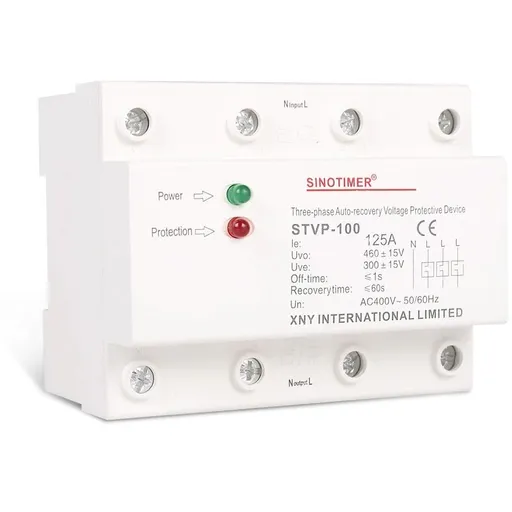 Releu siguranta digitala de protectie tensiune, Sinotimer, 125A, STVP-100, recuperare automata