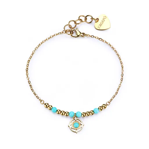 S'Agapõ Brățară placată cu aur pentru femei cu turcoaz Ochiul Lui Dumnezeu Witch SWH12