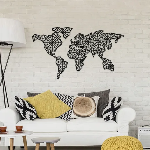 Decoratiune de perete, The World Is Mine, Dimensiune: 120 x 64 cm, Negru