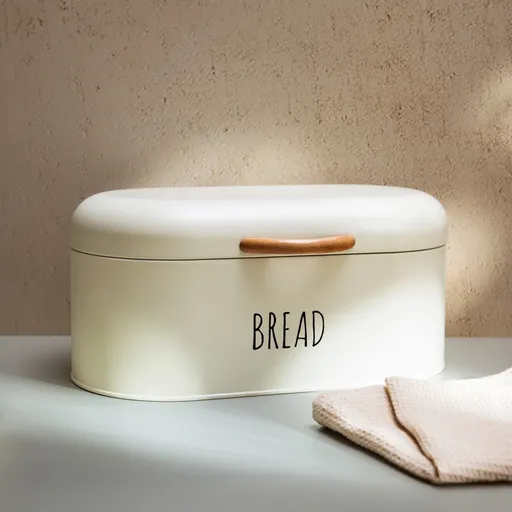 Cutie depozitare paine Breadly, Homla, 33x18x15 cm, metal, crem
