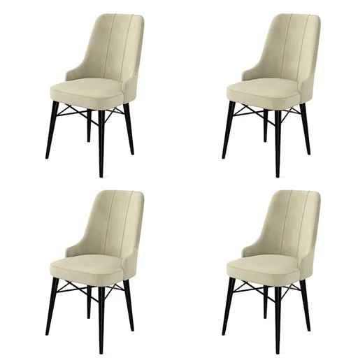 Set scaune 4 piese, Hanah Home, Pare, Crem/Negru