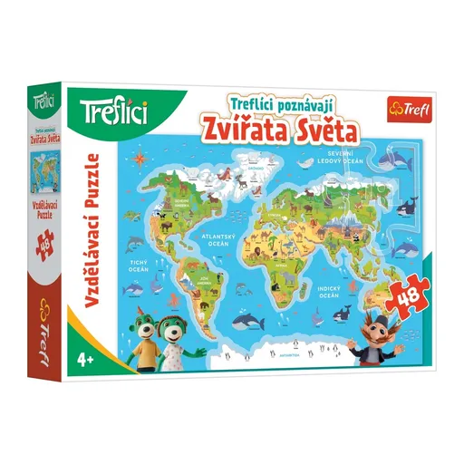 Puzzle Trefl Treflicii cunosc animalele lumii ,48 piese