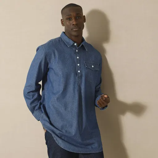 Cămașă din denim extra lungă