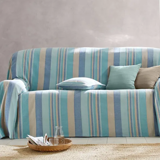 Colecție de cuverturi și fețe de pernă cu dungi țesute manual