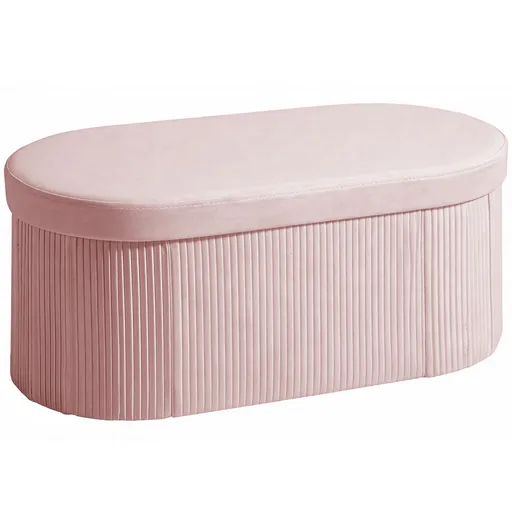 HOMCOM Pouf pliabil cu spațiu de depozitare modern, tapițat cu catifea, 72L, pentru living și dormitor, 76x38x35 cm, Roz | Aosom Romania