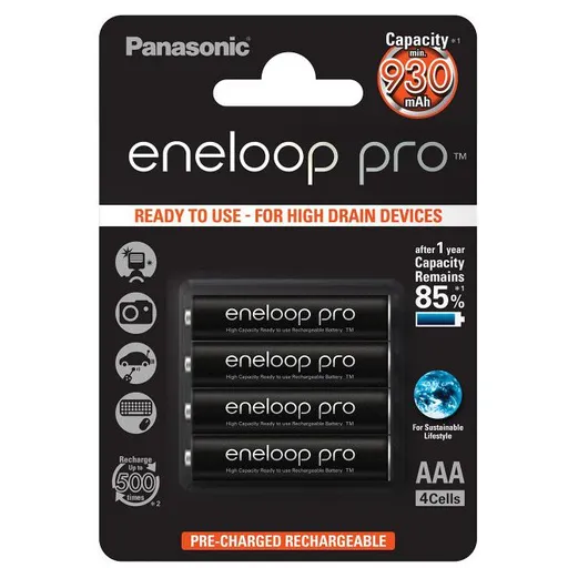 Set 4 acumulatori AAA Panasonic Eneloop BK-4HCDE/4CP Ni-MH R3 930mA PRO B4