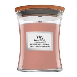 Woodwick Pressed Blooms & Patchouli lumânare parfumată 275 g