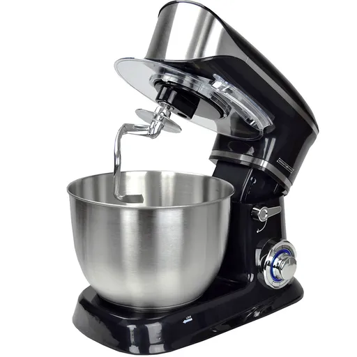 Mixer planetar Royalty Line RL-PKM1900.7, 1900W, 6.5 L, Cupa inox, 6 trepte de viteza + Pulse, Accesorii, Negru