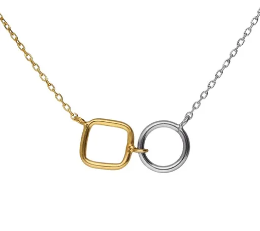 Victoria Cruz Colier decent bicolor din argint Nivola A5508-BG