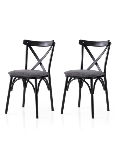 Set scaune 2 piese, Hanah Home, Ekol, Negru / Antracit