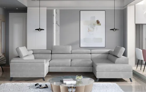 Coltar extensibil dreapta 4 locuri ELTAP, Esc-38, Escada, 336x200x92 cm, lemn/poliester, gri deschis