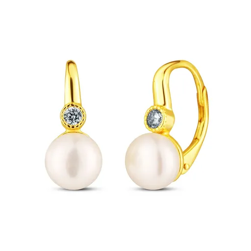 JwL Luxury Pearls Cercei eleganți placați cu aur, cu perle și zirconii JL0851