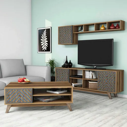 Set mobilier living, Hanah Home, Inci, Nuc / Albastru