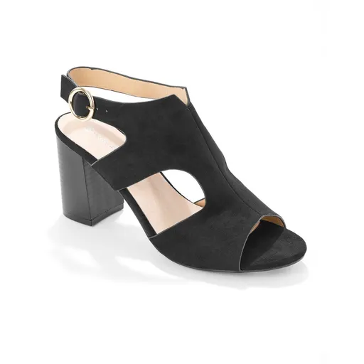 Sandale cu toc în aspect de lemn