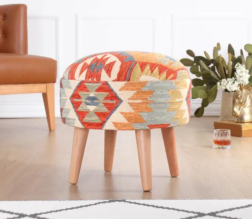 Taburet, Atelier del Sofa, 209FLF1442, 50% bumbac, 50% in, Multicolor