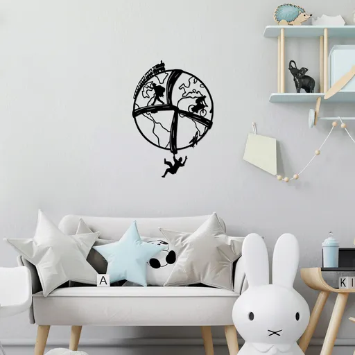 Decoratiune de perete, Travel The World, Dimensiune: 46 x 66 cm, Negru