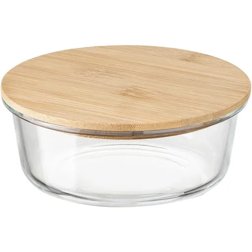 Recipient de sticlă cu capac din bambus Florina Clavato, 390 ml, S