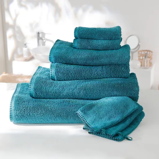 Set textile de baie din țesătură terry uni, cu cusături