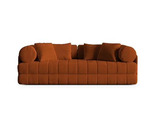 Canapea extensibila 3 locuri, Kemi, Cosmopolitan Design, 206x95x70 cm, catifea, teracota