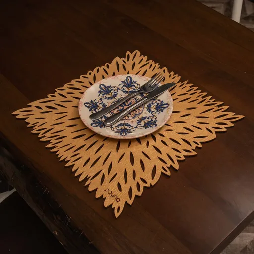 Set de covorașe de masă din lemn, Hermia, 790PYN1133, Dimensiune: 36 x 36 cm (4 bucăți), Miere