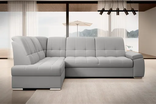 Coltar extensibil stanga 3 locuri ELTAP, LT-04SO, Sado, 272x192x95 cm, lemn/poliester, gri deschis