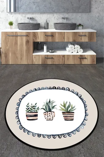 Covoras de baie, L'essentiel Maison, Guipure Circle Djt 120, Multicolor