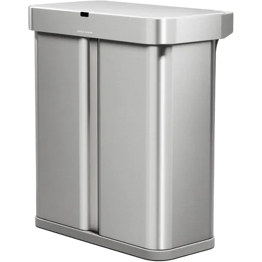 Coș de gunoi fără atingere Simplehuman, cu comandăvocală, pentru sortarea deșeurilor, 58 l, inox, inox mat