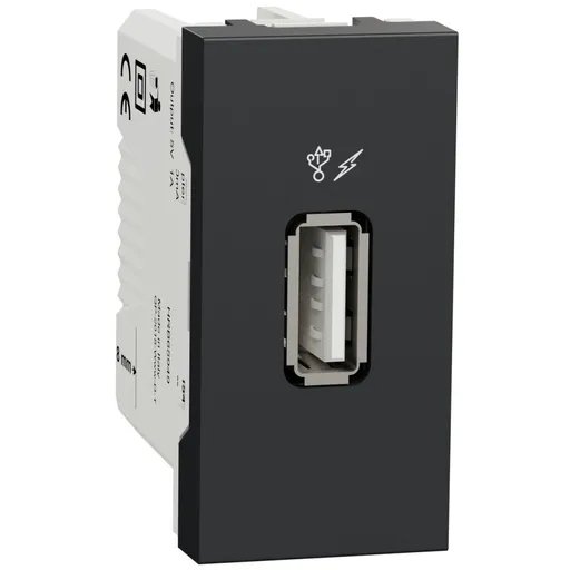 Priza incarcare USB 1A 1m tip A Schneider Noua Unica NU342854, antracit