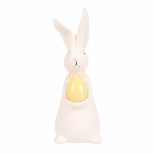 Decorație de Paște Iepuraș cu ou galben, 8 x 7 x19 cm, galben