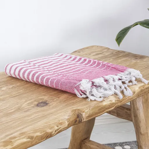 Prosop de plaja, L'essentiel Maison, Alagra, 100x170 cm, Roz